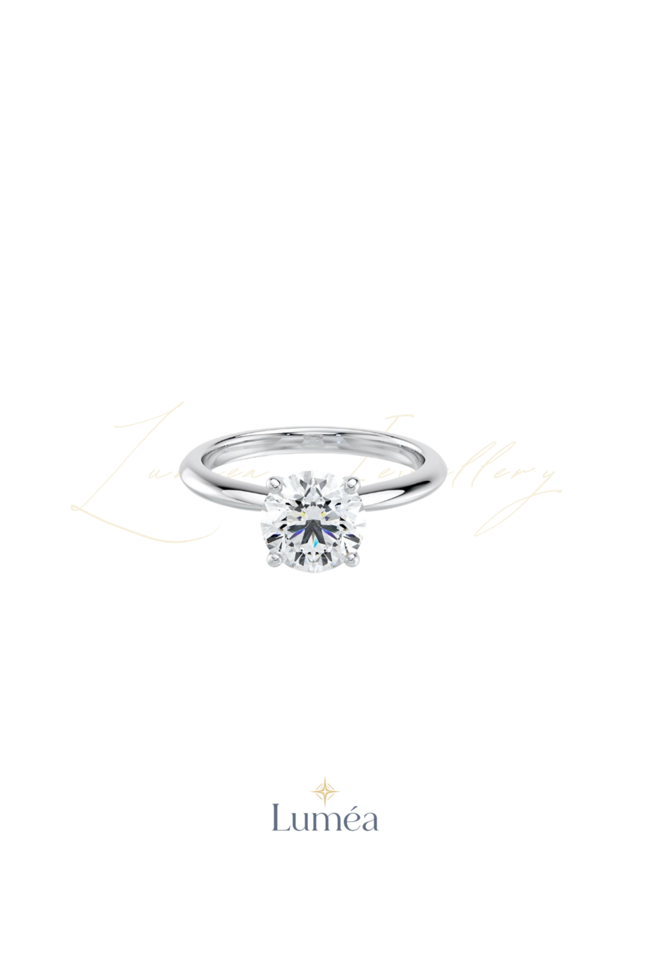 Four Prong Round Solitaire Ring