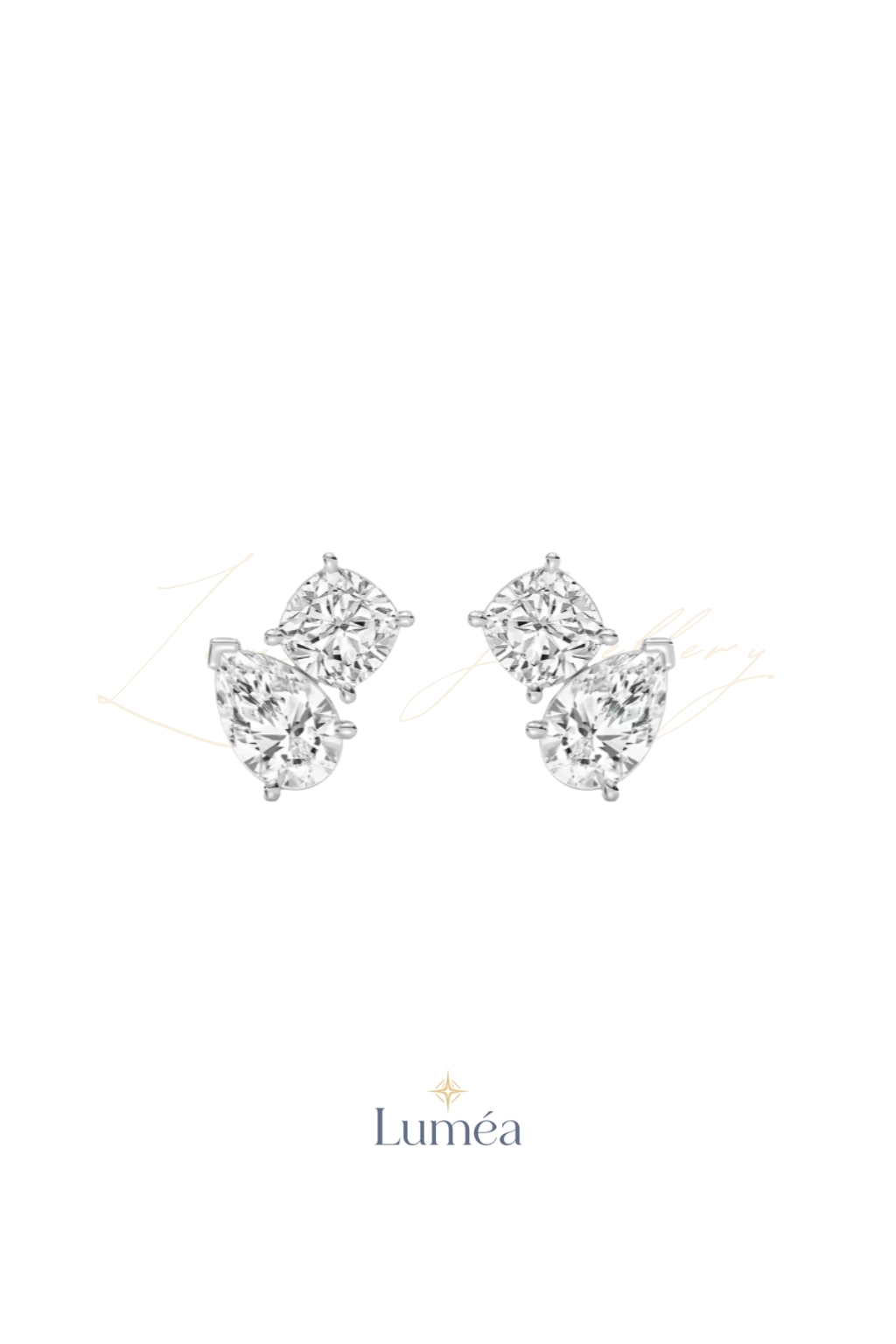 Teardrop Toi et Moi Studs 1.0ct/1,0ct